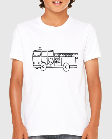 Kids Fire Truck - Color Your Own T-Shirt Kit